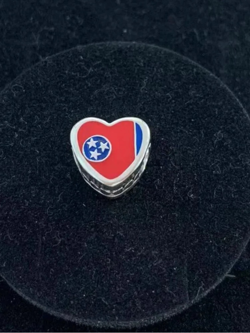 Pandora Heart Enamel Charm in Red with Blue Accent